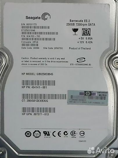 Жесткий диск HP GB0250C8045 250Gb SATA 3,5