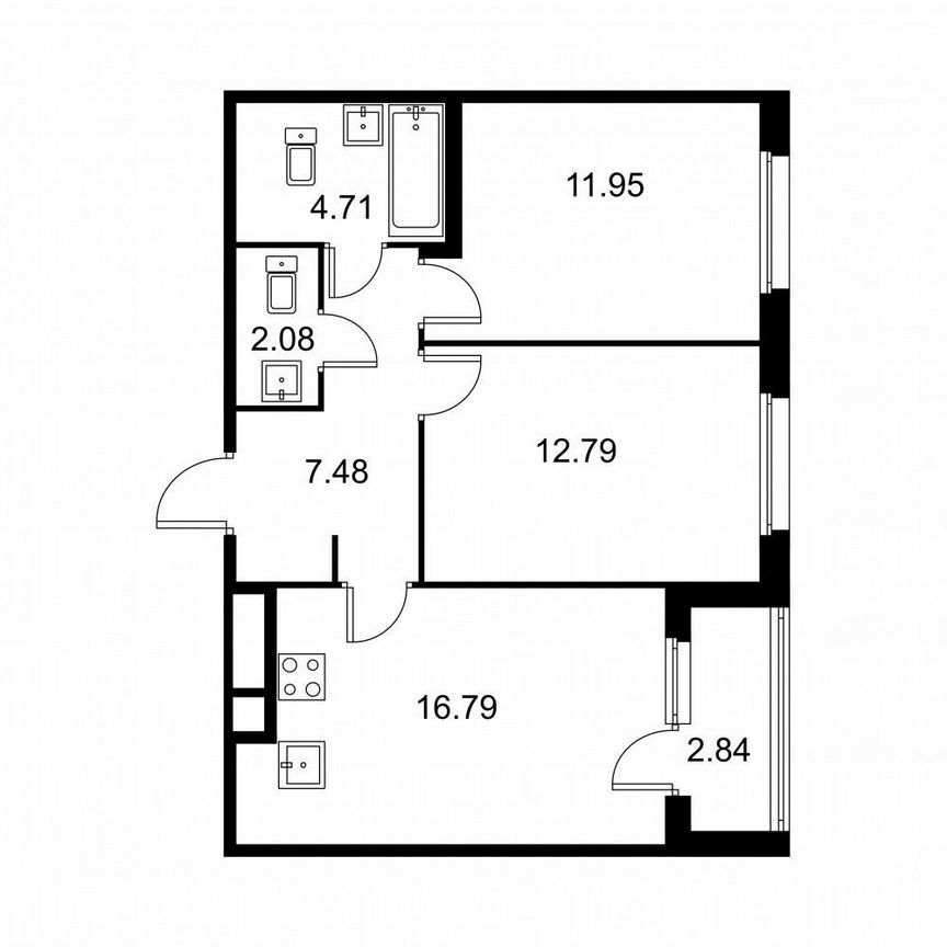 2-к. квартира, 57,2 м², 2/9 эт.