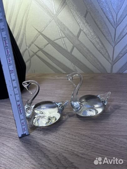 Лебеди фигурки стекло винтаж СССР