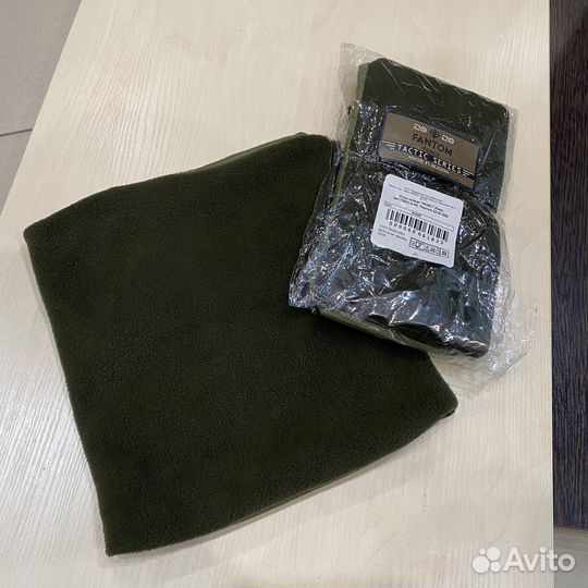 Шарф-снуд двухслойный, труба, флис, хаки