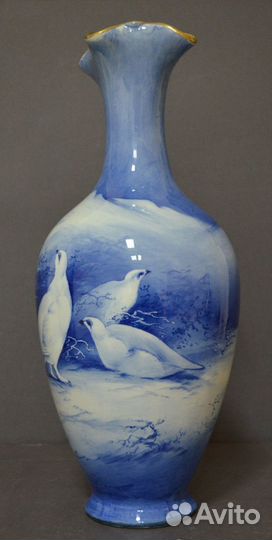 19 век Редкая большая ваза с ручной росписью