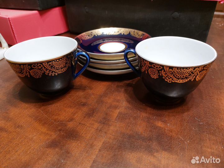 Чайная пара лфз кобальт золотой фриз