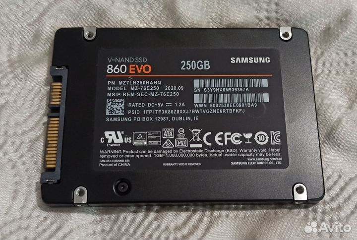 SSD 250Gb Samsung 860 EVO (dram, 2.5