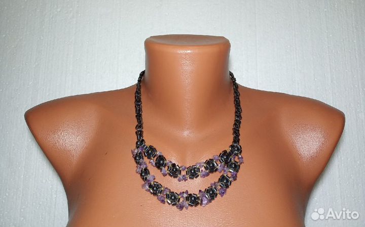 Бусы из гематита и аметиста