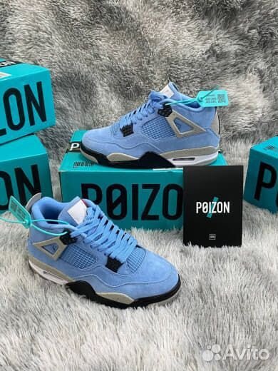 Nike Air Jordan 4 Retro UNC Голубые Оригинал Poizo