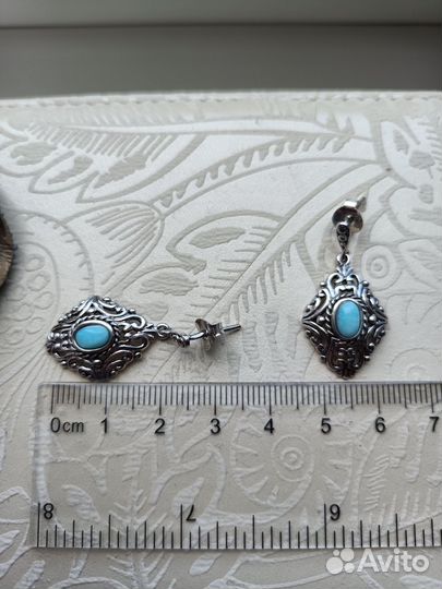 Серьги серебро с ларимаром