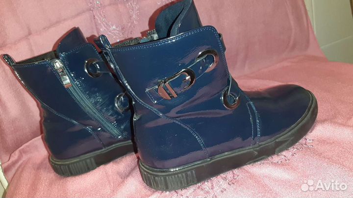 Ботинки полусапожки осень р.35-36 т.синие в идеале