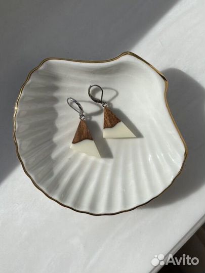 Серьги дерево+акрил