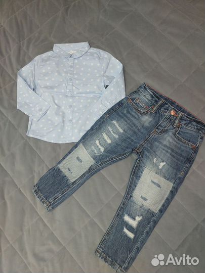 Джинсы и рубашка на мальчика 86
