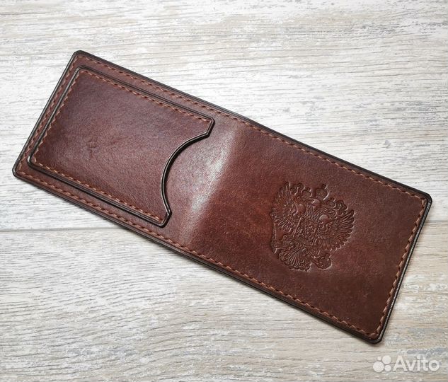 Обложка для удостоверения из кожи герб РФ