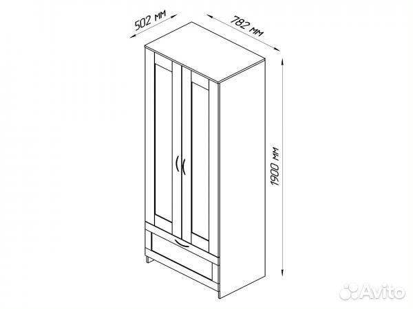 Шкаф распашной двухдверный 1 ящик