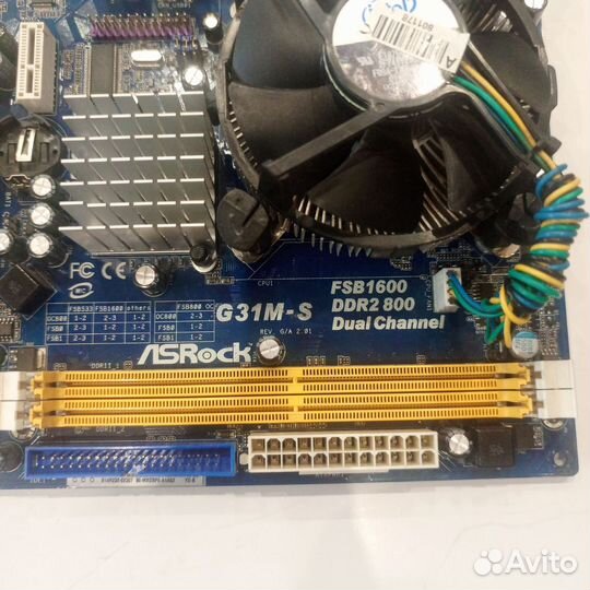 Комплект мат.плата ASRock g31m s + проц + кулер