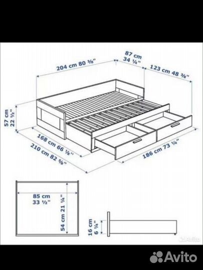 Кровать-кушетка IKEA Бримнэс с матрасом