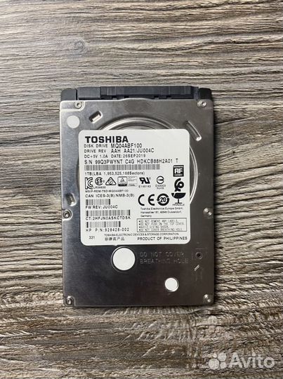 Жесткий диск Toshiba 1TB с установленным Windows