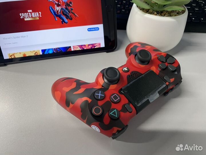 Джойстик геймпад PS4 красный камуфляж