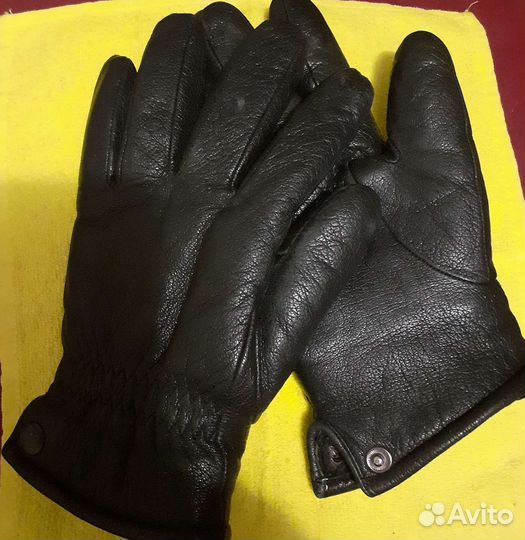 Мужские кожаные перчатки зимние