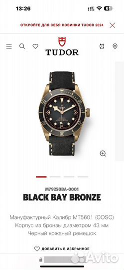 Часы Tudor Black Bay bronze 43mm