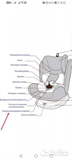 Регулировка пряжки для детского автокресла