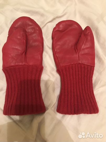 Варежки детские кожаные