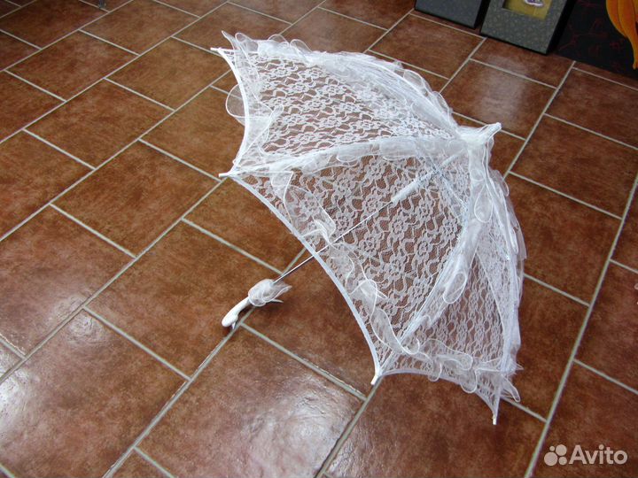 Зонт кружево белый новый