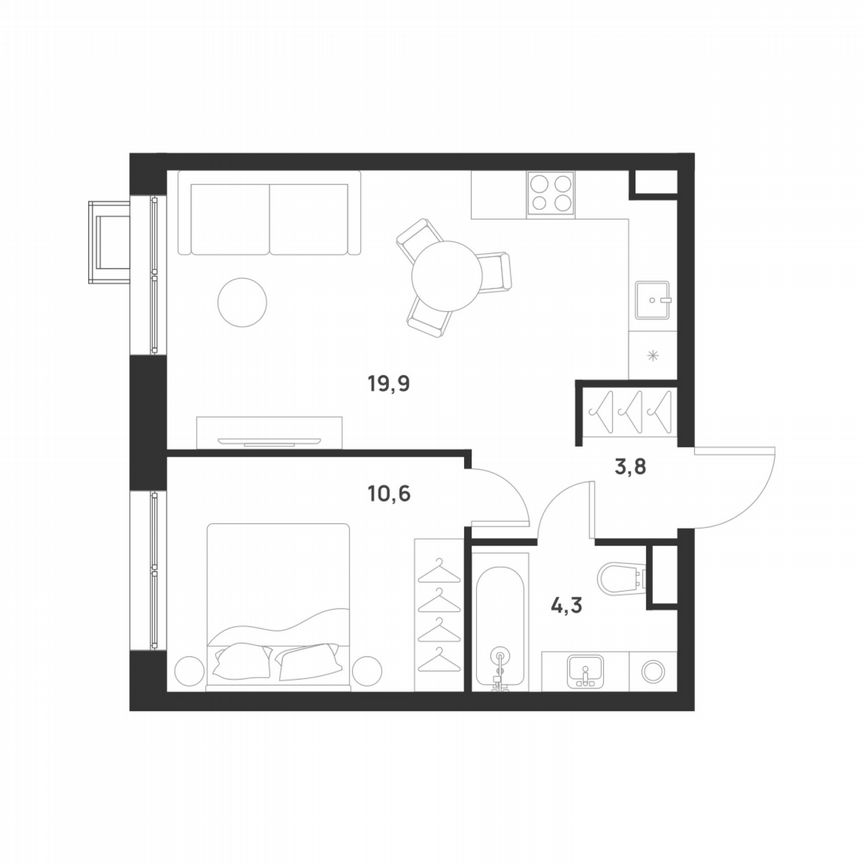 1-к. квартира, 38,6 м², 8/17 эт.