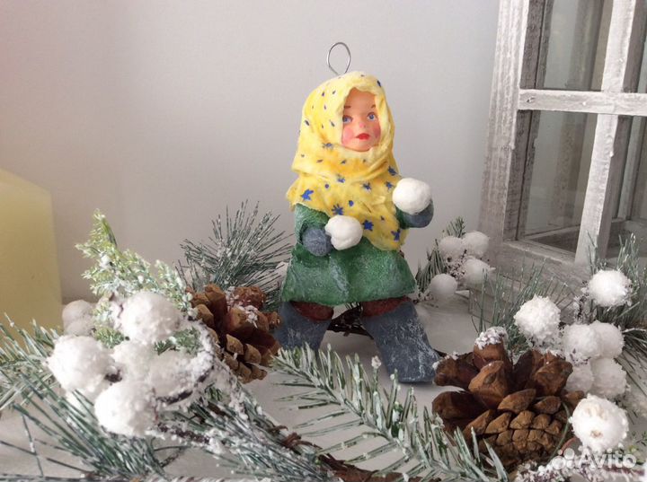 Ватные елочные игрушки ручной работы