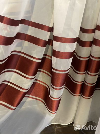 Тюль новый 4,50 метров полоска красная турция