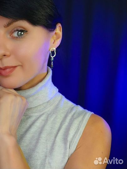 Серьги серебро и черный жемчуг