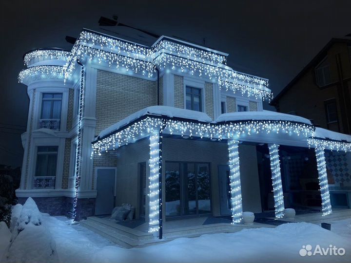 Неоновая и новогодняя подсветка домов