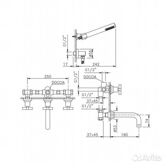 Nicolazzi Mac Kinley 05 Смеситель для ванны с 2мя