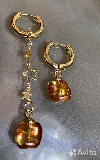 Серьги звездочеты муранское стекло