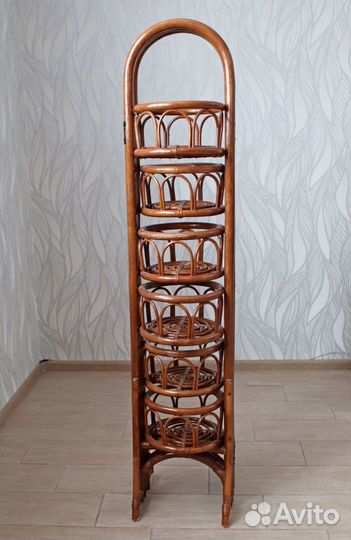Полка для домашних растений из бамбука, раздвижная