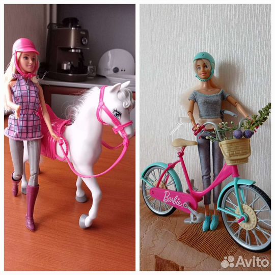 Барби на лошади,велосипеде,фея пузыри,торс,сумочка