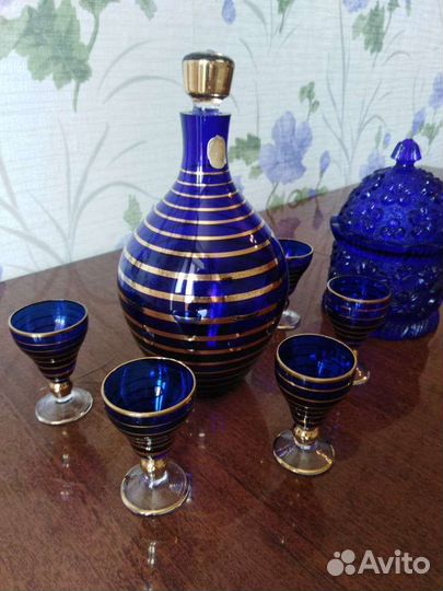 Графин СССР и 5 рюмок. Богемия
