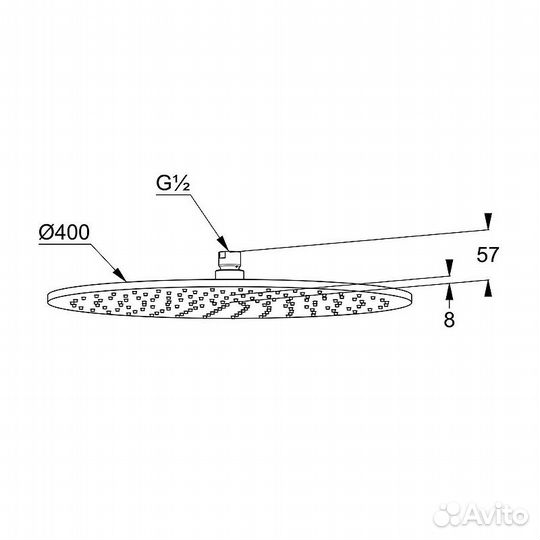 Верхний душ круглый 400 мм, черный матовый