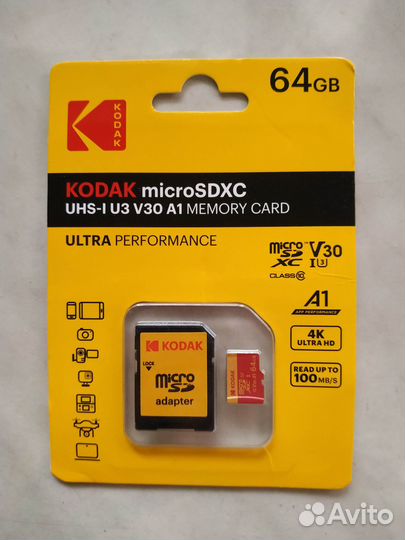 Карта памяти kodak Micro SD microsdxc 64гб