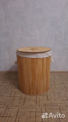Корзина для белья Бамбуковая круглая