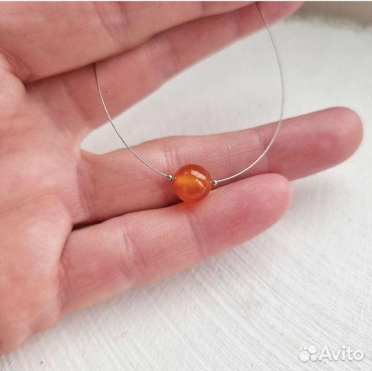 Сердолик чокер с сердоликом оранжевый камень