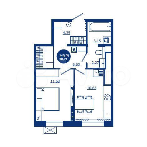 1-к. квартира, 38,7 м², 7/17 эт.