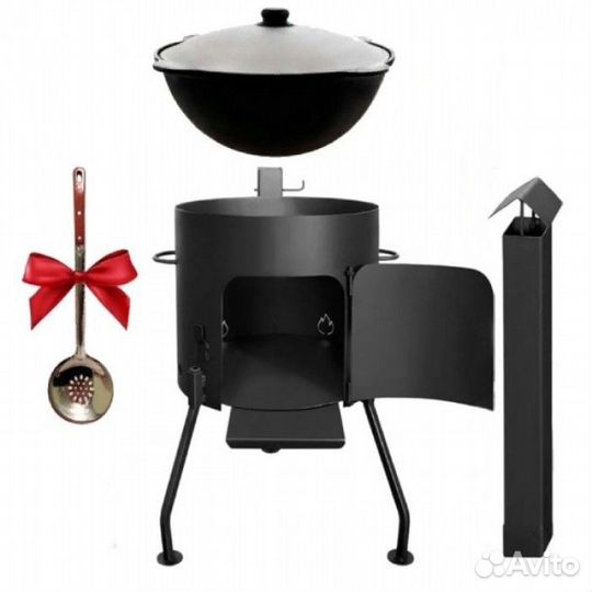 Печь для казана 10л 3мм толстая с трубой