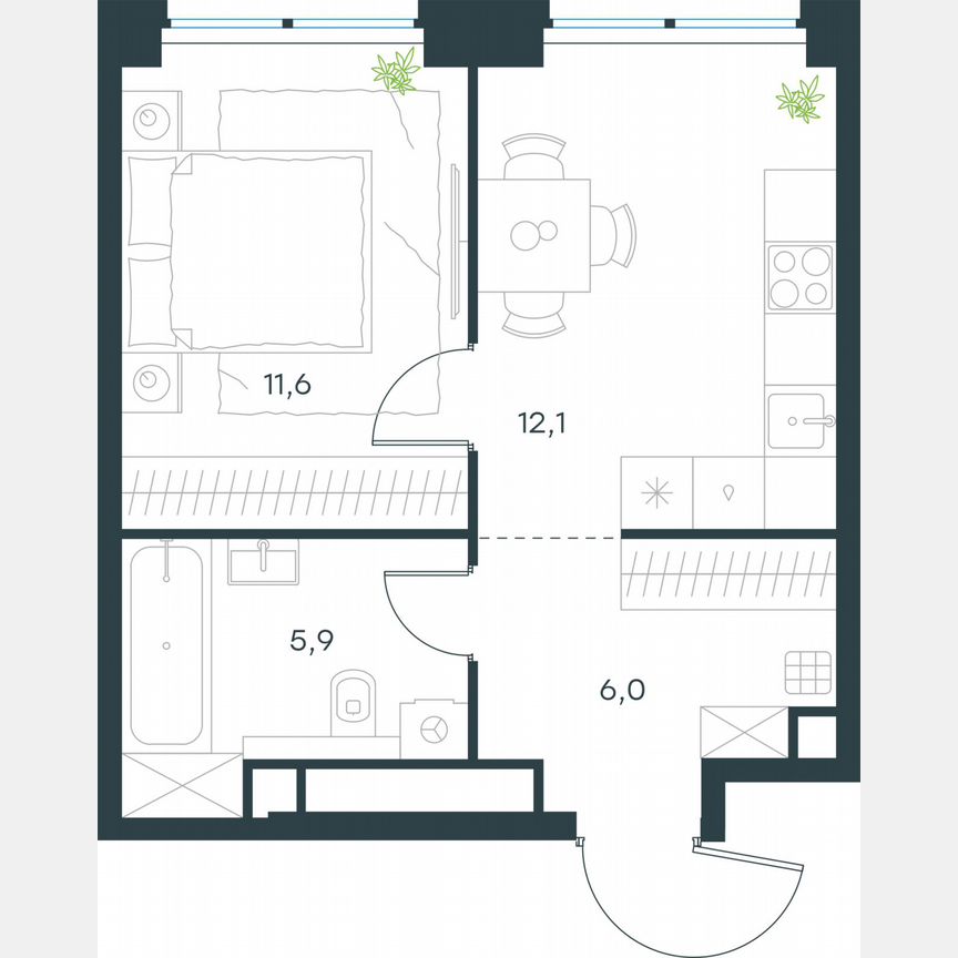 1-к. квартира, 35,6 м², 35/64 эт.