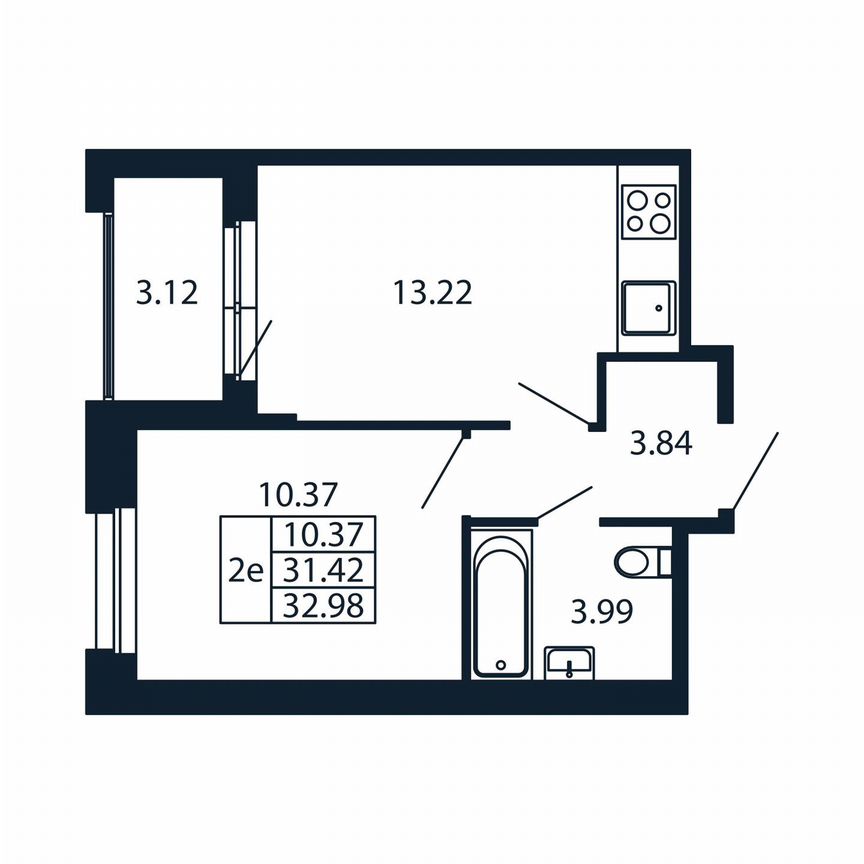 1-к. квартира, 34,5 м², 2/12 эт.