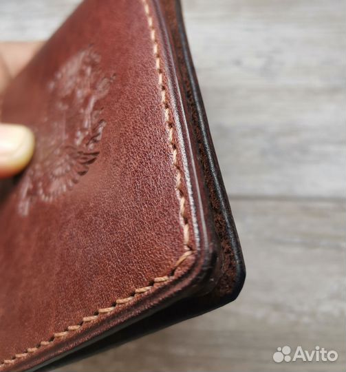 Обложка для удостоверения из кожи герб РФ