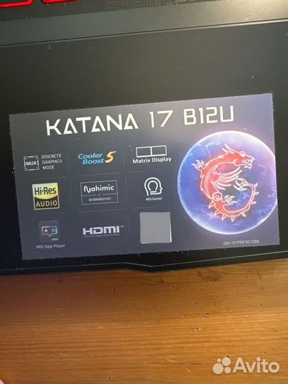 Ноутбук Msi katana 17 b12u