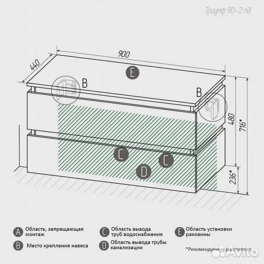 Тумба для ванной Триумф 90 см