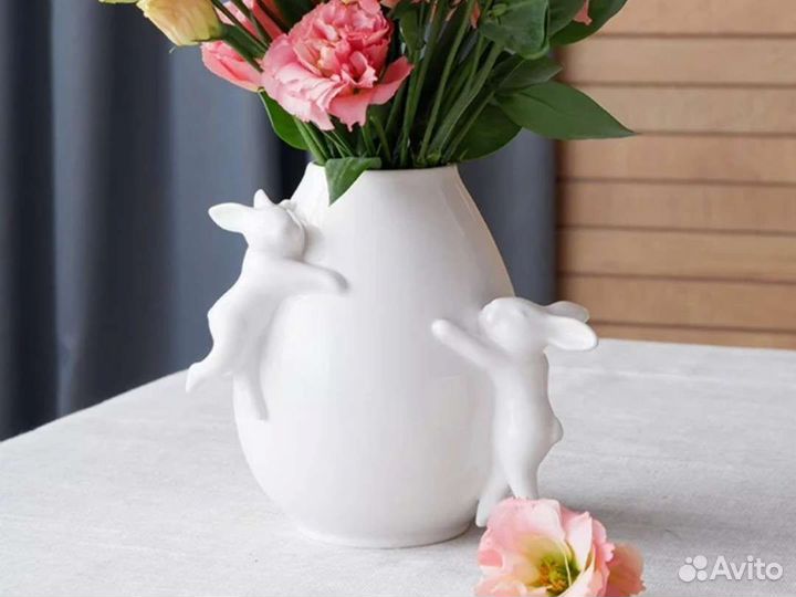 Ваза новая с кроликами Claystreet фарфор