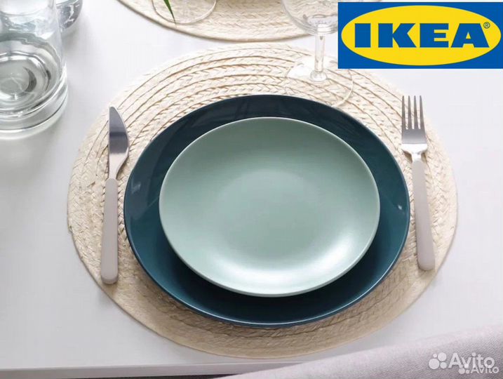 IKEA Fargklar 4 шт набор тарелок 20 см бирюзовые