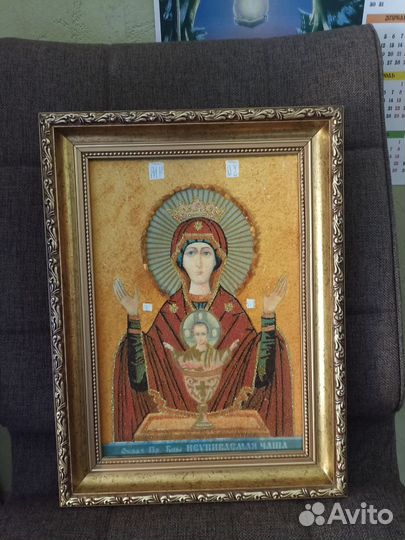 Икона, из янтарной крошки, 2 шт разные