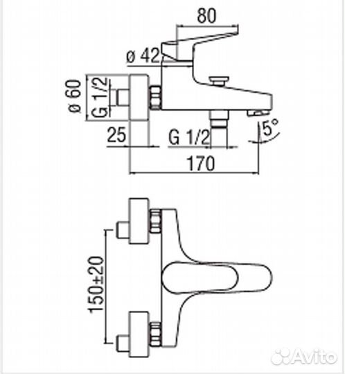 Смеситель для ванны Nobili Blues BS101110/1CR