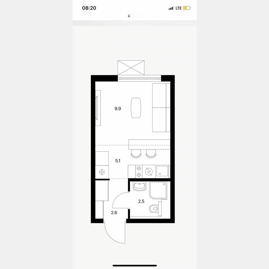 Квартира-студия, 20 м², 8/9 эт.